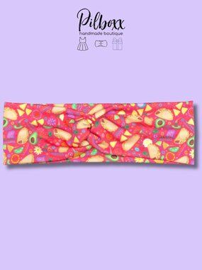 Neon Taco Print Stretchy Twist Headband for Women